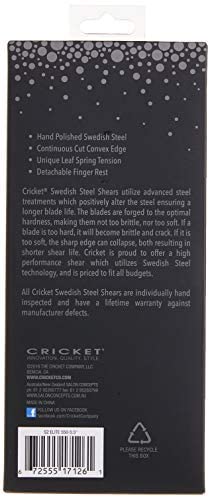 Cricket S2 Elite Series 550 5.5 inch Shears Professional Stylist Barber Hair Cutting Scissors, Convex Edge, Swedish Steel