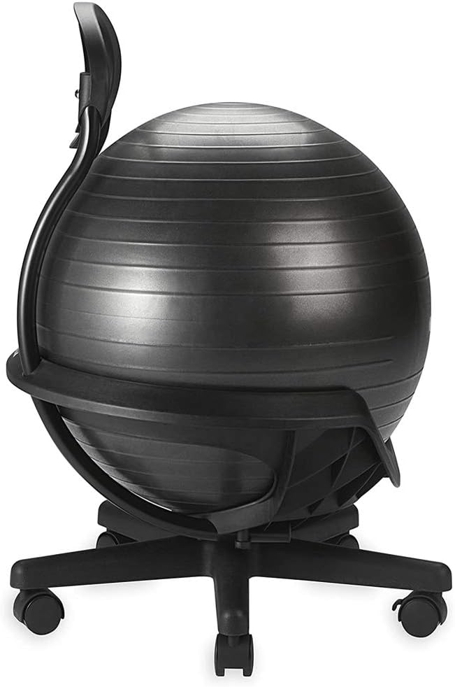 Gaiam Ultimate Balance Ball Chair (Standard or Swivel Base Option) - Premium Exercise Stability Yoga Ball Ergonomic Chair for Home and Office Desk - 52cm Anti-Burst Ball, Air Pump, Exercise Guide