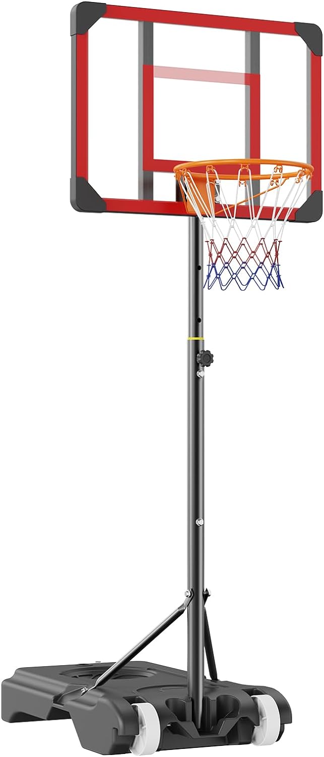 Vevor Kids Basketball Hoop Outdoor 5-7 ft Adjustable, Portable Basketball Hoops & Goals for Kids/Teenagers/Youth in Backyard/Driveway/Indoor, with Wheels, Stand, PC Backboard,and Fillable Base