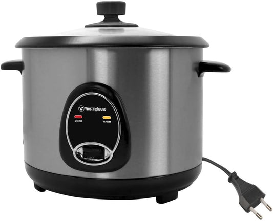 Westinghouse 220 Volts Rice Cooker 16 Cup, Non Stick Cooking Pot, Measuring Cup, Keep Warm Function-Stainless Steel-1000W (NOT FOR USE IN USA)