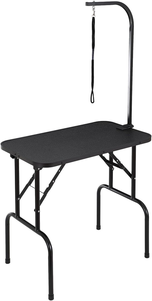 Pet Grooming Table Arm with Clamp, 32''x18'' Dog Grooming Station, Foldable Pets Grooming Stand for Medium and Small Dogs, Free No Sit Haunch Holder with Grooming Loop, Bearing 220lbs
