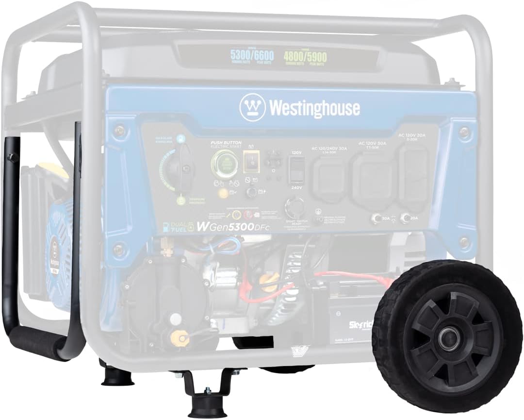 Westinghouse Outdoor Power Equipment WGen5300 Series Portable Generator Never-Flat Wheel and Handle Kit, Compatible with WGen5300DF and WGen5300DFc