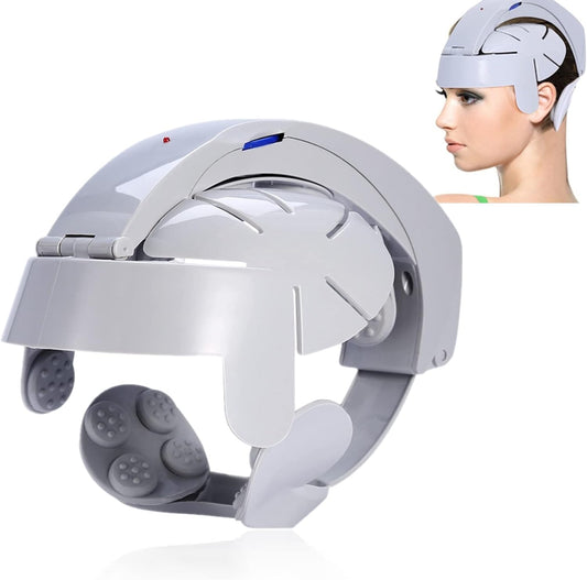 Head Massager Helmet - Acupuncture Brain Relax Massager - Electric Head Vibration Massage for Head Stress Relief - 8 Massage Intensity Adjustment