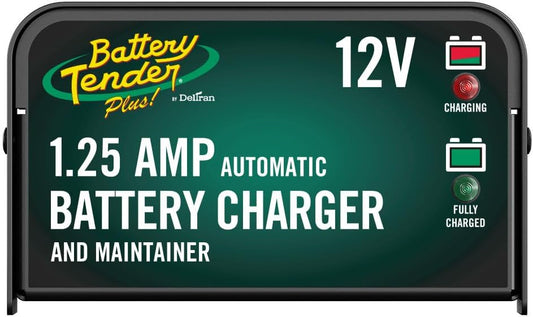 Battery Tender Plus 12V Battery Charger and Maintainer: 1.25 AMP Powersport Battery Charger and Maintainer for Motorcycles, ATVs, UTVs - Smart 12 Volt Automatic Float Charger - 021-0128