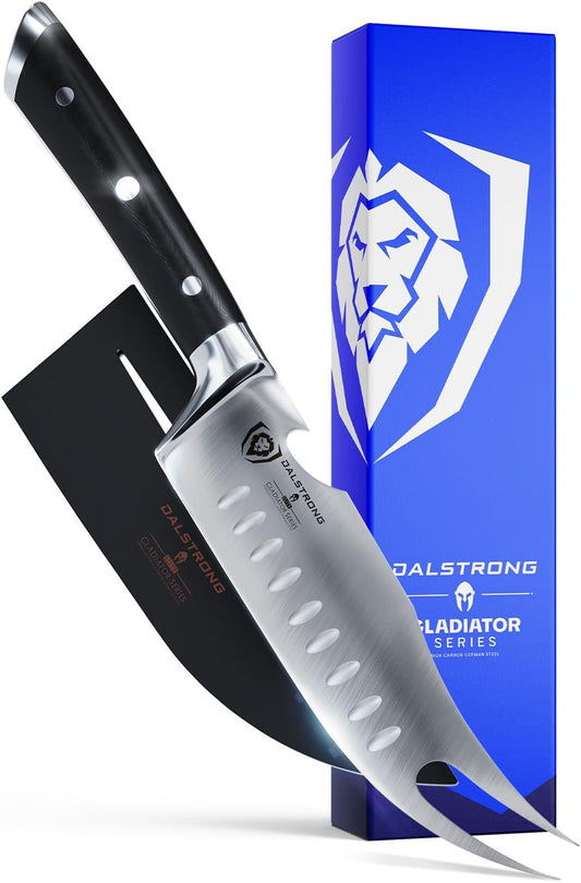 Dalstrong BBQ Pitmaster Meat Knife - 6.5 inch - Gladiator Series Elite ELITE - Forged High Carbon German Steel - Forked Tip & Bottle Opener - Black G10 Handle - NSF Certified