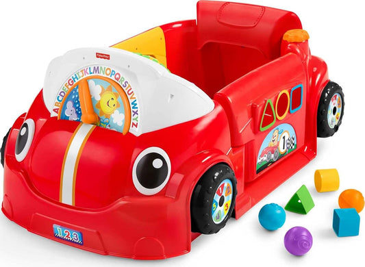 Fisher-Price Laugh & Learn Baby Activity Center Crawl Around Car with Music Lights and Smart Stages for Infants and Toddlers, Red