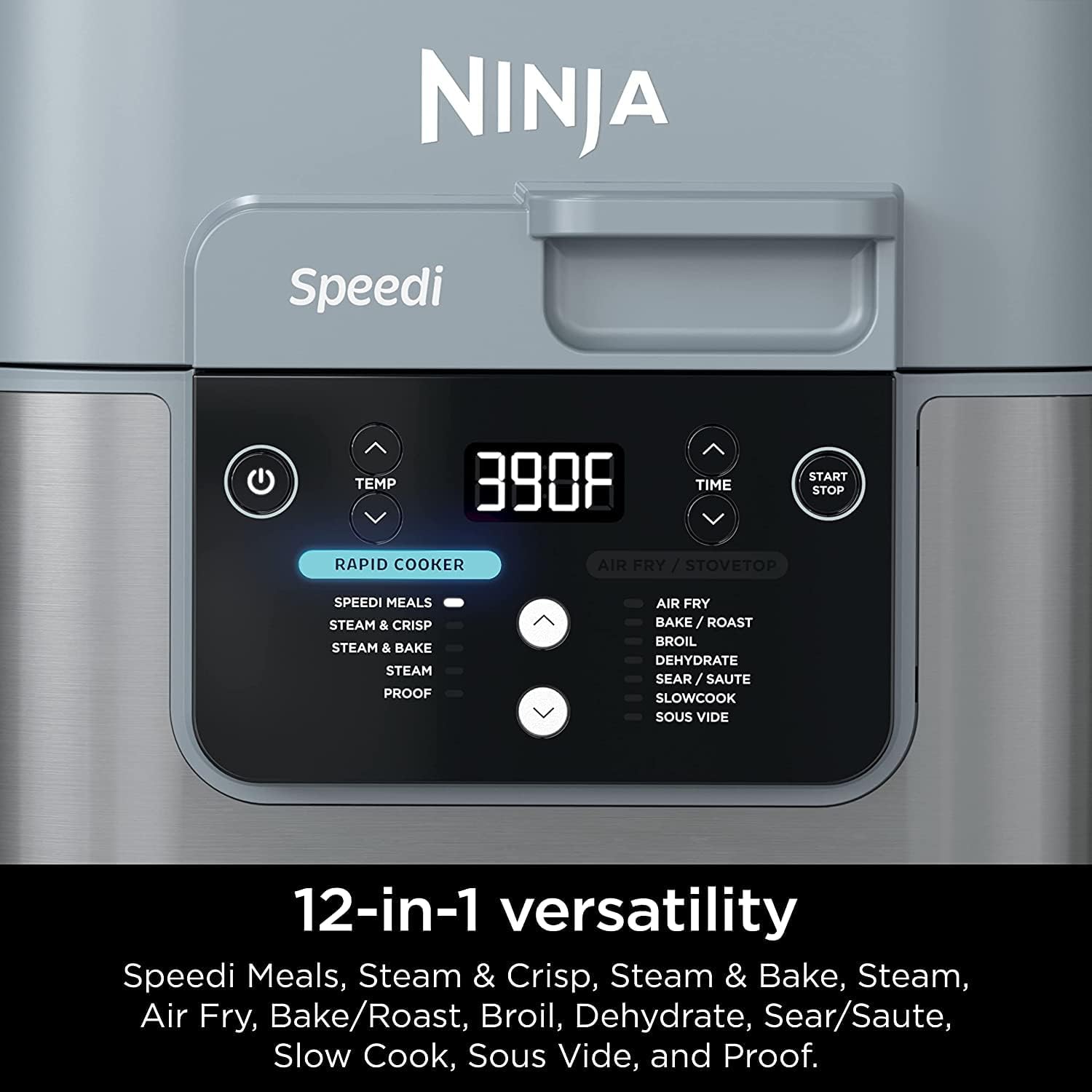 Ninja SF301 Speedi Rapid Cooker & Air Fryer, 6-Quart Capacity, 12-in-1 Functions to Steam, Bake, Roast, Sear, Sauté, Slow Cook, Sous Vide & More, 15-Minute Speedi Meals All In One Pot, Sea Salt Gray