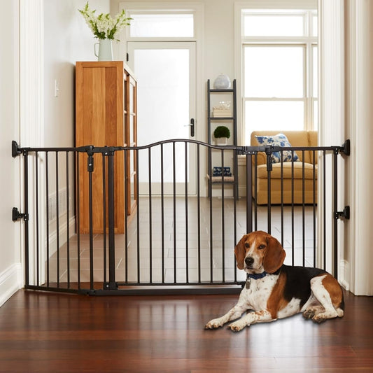 North States MyPet Extra Wide Windsor Arch Pet Gate: 38.3"-72" Wide Dog Gate. Hardware Mount, Dog Gates for the house, Cat Gate for Doorway. 30" Tall, Matte Bronze