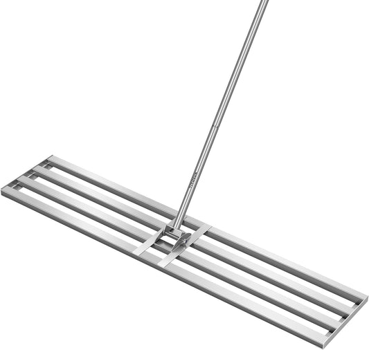VIVOSUN 48" Lawn Leveling Rake, 48" x 10" x 78" Heavy-Duty Stainless Steel Lawn Leveler with 7FT Adjuatble Long Handle for High Effect, Metal Levelawn for Smooth Soil, Rustproof Rakes for Garden Yard