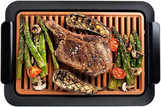 Gotham Steel Smokeless Indoor Grill with Ceramic Coating & Adjustable Heating, Electric Removable Grill\/Griddle Plate, Nonstick, Healthy & Toxin Free