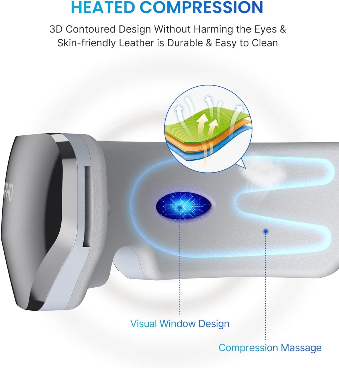 RENPHO Eyeris View - Eye Massager Extended with Heat, Compression,Vision Window, 5 Modes Eye Care Device for Migraines Relief, Relax Eye Strain, Reduce Dry Eyes, Temple Massager, Christmas Gifts