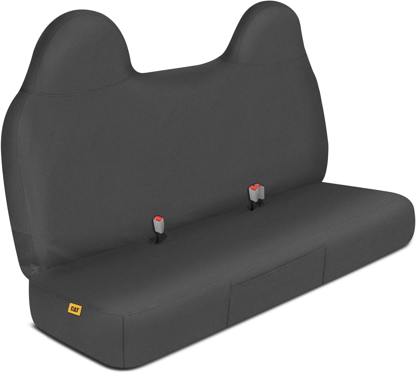 Caterpillar Custom Fit Front Bench Seat Cover with Utility Pockets for Ford F250 \/ F350 \/ F450 \/ F550 (1999-2007) - Durable Black Oxford Super Duty Interior Truck Seat Cover