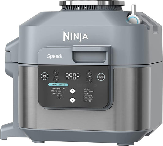 Ninja SF301 Speedi Rapid Cooker & Air Fryer, 6-Quart Capacity, 12-in-1 Functions to Steam, Bake, Roast, Sear, Sauté, Slow Cook, Sous Vide & More, 15-Minute Speedi Meals All In One Pot, Sea Salt Gray