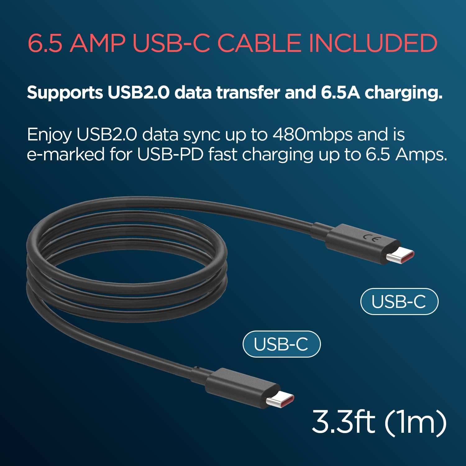 Motorola TurboPower 125W GaN Charger with 6.5A e-Marked USB-C to USB-C Cable for Moto Edge 30 Ultra, High Powered Type C Laptops