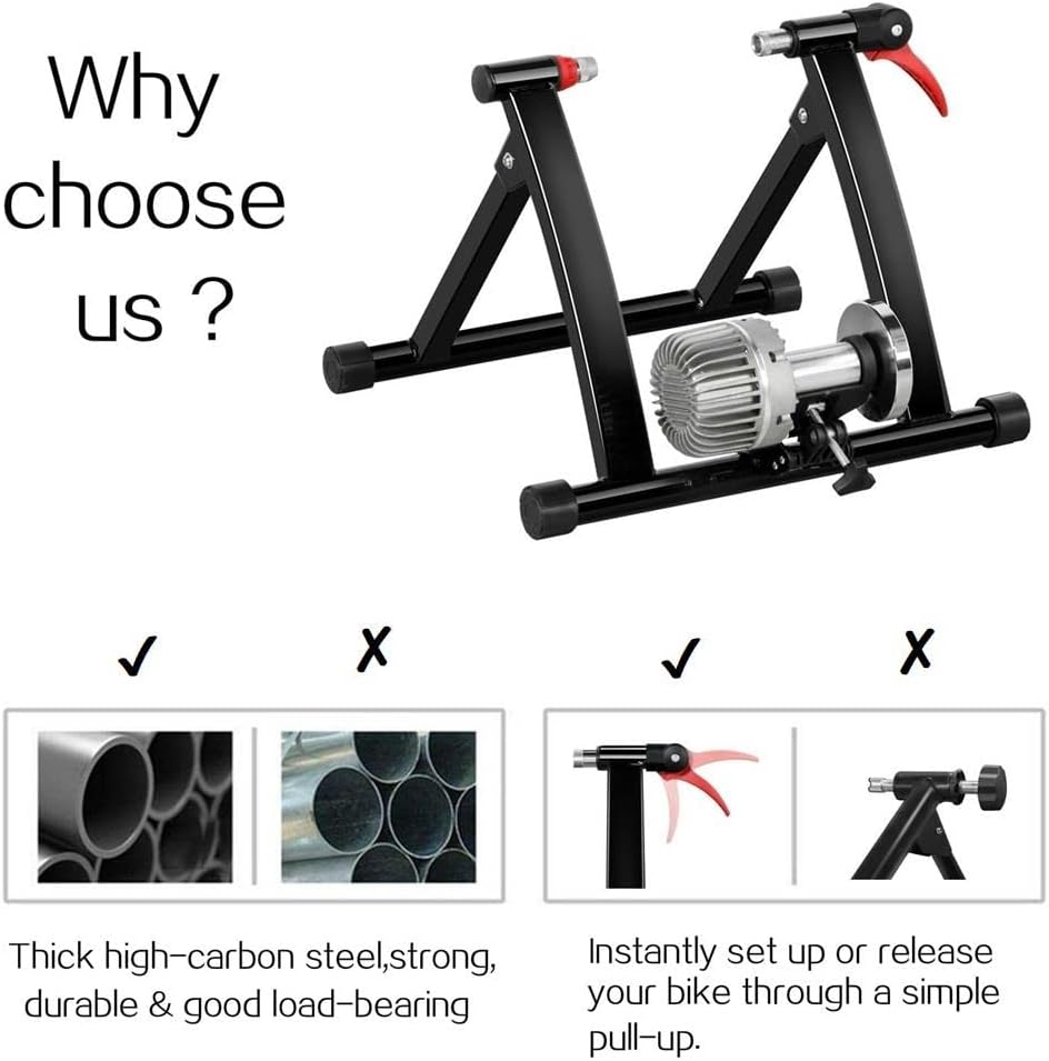 Yaheetech Fluid Bike Trainer Stand-Indoor Bicycle Training Stand for Mountain & Road Bike-Portable Foldable Cycling Training Stand w/Fluid Flywheel,Quick-Release,Riser Block & Noise Reduction