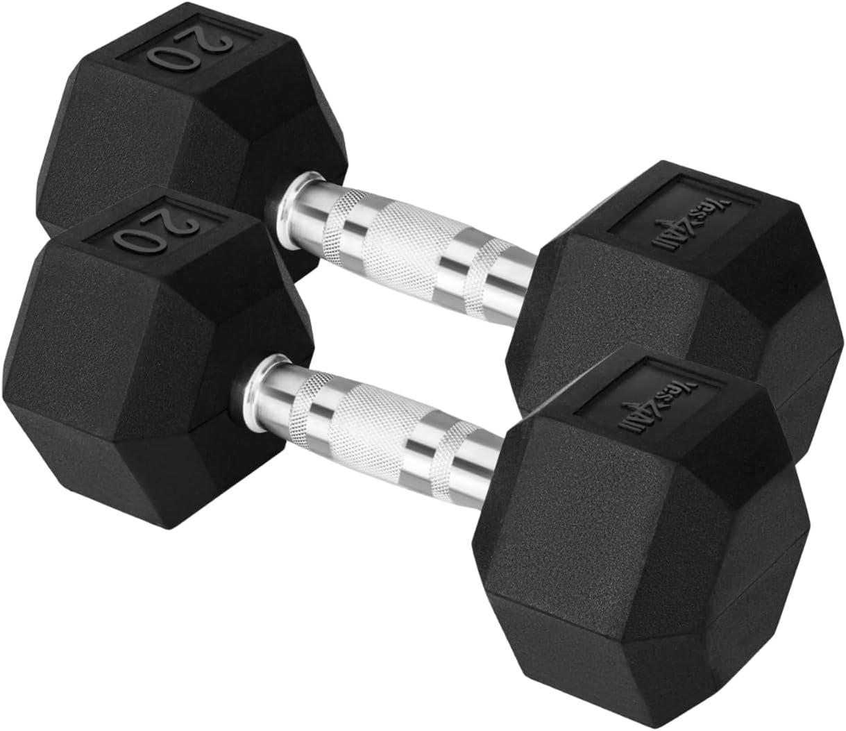 Yes4All Chrome Grip Encased Hex Dumbbells \u2013 Hand Weights With Anti-Slip 10-30 LBS Pair