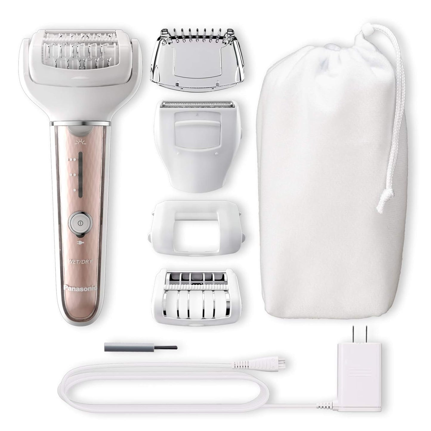 Panasonic, Cordless Shaver Epilator for Women with 5 Attachments Gentle WetDry Hair Removal for Legs Underarms Bikini Face ESEL7AP, White, 1 Count