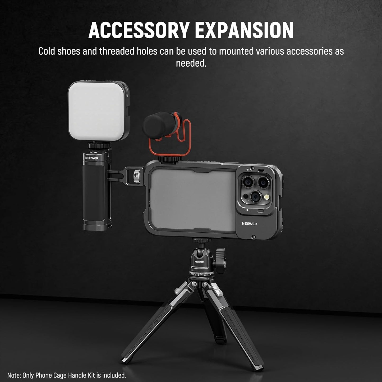 NEEWER 15 Pro Max Phone Cage Video Rig with Bluetooth Shutter Button Side Handle, 67mm Filter Adapter, 17mm Lens Backplane, Phone Stabilizer for iPhone 15 Pro Max Video Recording Filming, PA024
