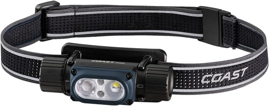 Coast WPH30R 1000 Lumen Waterproof Ultra Bright IP68 USB Rechargeable-Dual Power Headlamp, 5 Modes with Spot and Flood Beams, Blue\/Black