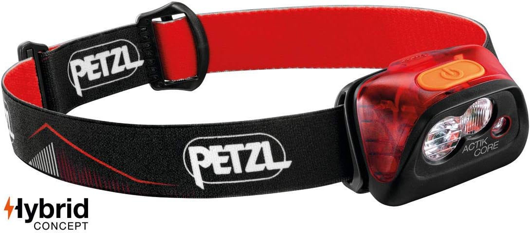 PETZL ACTIK CORE Headlamp - Powerful, Rechargeable 600 Lumen Light with Red Lighting for Hiking, Climbing, and Camping