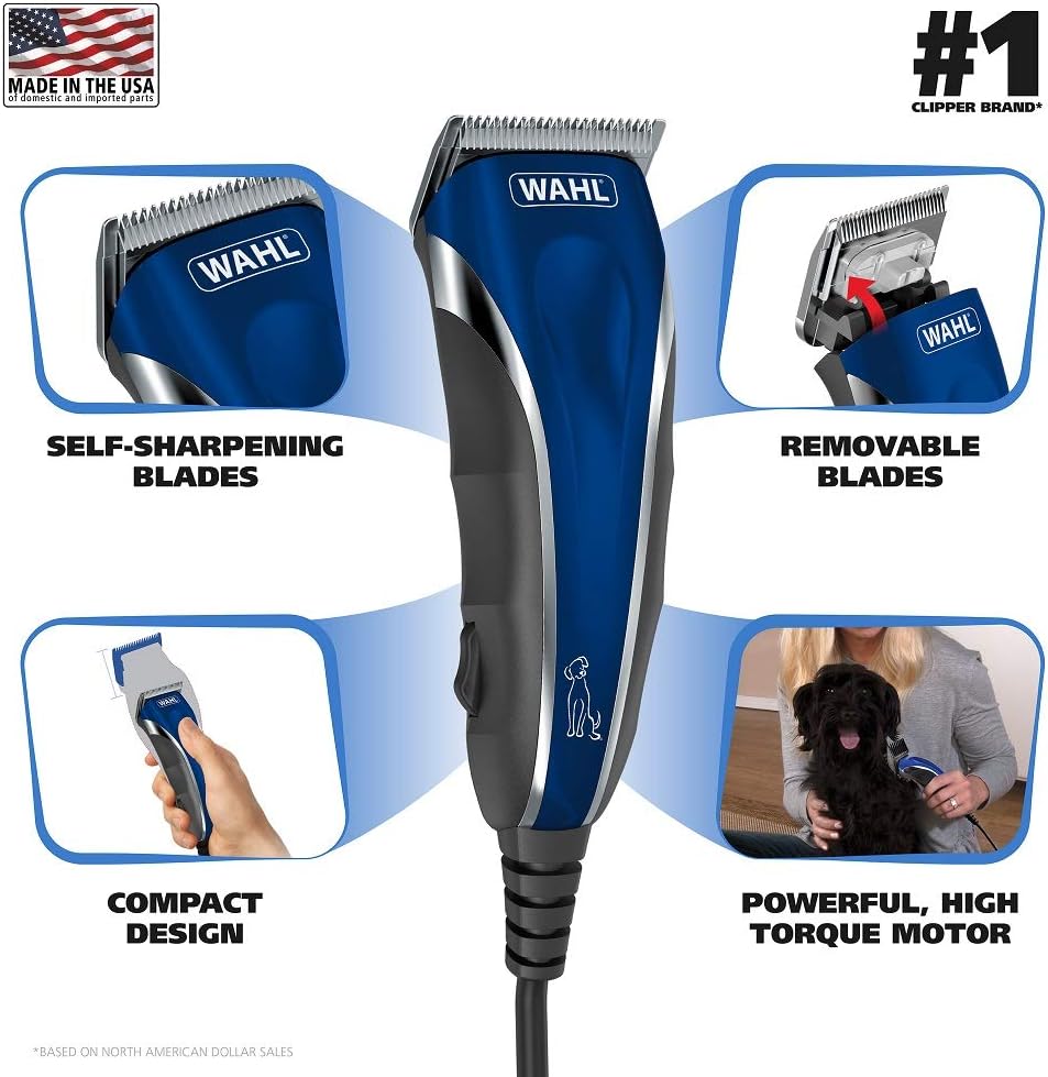 WAHL USA Pro-Grip Pet Grooming Corded Clipper Kit - Clipper for Small to Large Dogs – Electric Dog Clipper for Eyes, Ears, & Paws - Model 9164