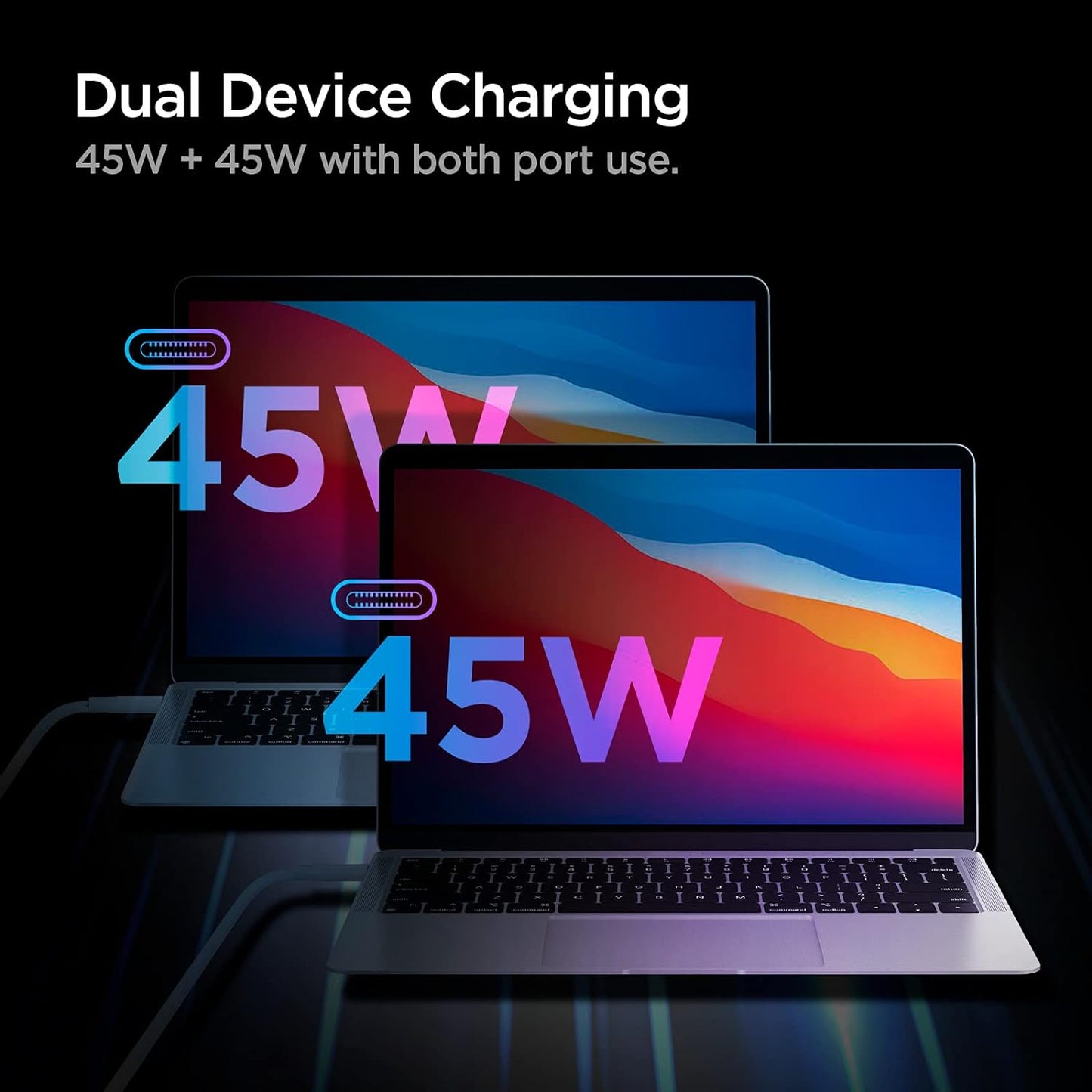100W USB C Charger, Spigen Dual USB C Wall Charger [GaN II] Type C PD 3.0 Power Adapter with Foldable Plug, Fast Charging for MacBook iPad M2 M1 Pro Air USB-C Laptop HP Dell XPS iPhone 15 14 Pro Max