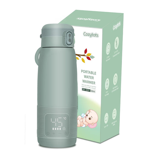 Portable Bottle Warmer for Water Baby Milk Formula, 17 Ounce, Cordless Travel Car Bottle Warmer, USB Fast Charging, Baby Bottle Warmer Thermos Cup On The Go, 500ML