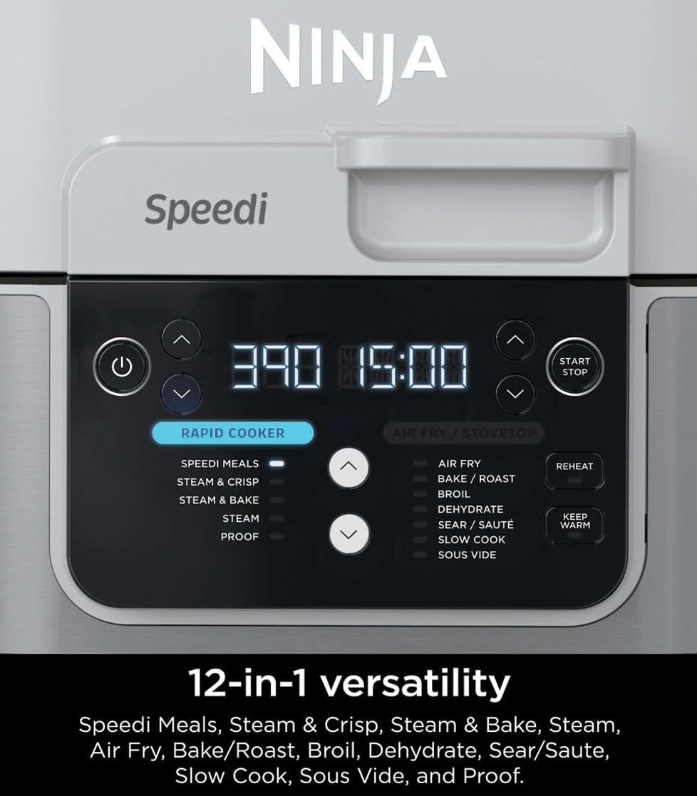 Ninja Speedi Rapid Cooker & Air Fryer, 6-Quart Capacity, 12-in-1 Functions to Steam, Bake, Roast, Sear, Sauté, Slow Cook, Sous Vide & More, 15-Minute Speedi Meals All In One Pot, Light Gray (Renewed)