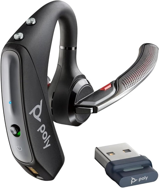 Plantronics by Poly Voyager 5200 UC Wireless Headset & Charging Case - Single-Ear Bluetooth Headset w/Noise-Canceling Mic - Connect Mobile/Mac/PC via Bluetooth - Works w/Teams, Zoom - (206110-102)