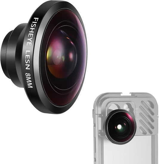 NEEWER HD 8mm Fisheye Phone Lens Only for 17mm Thread Backplate, 220° Wide Angle Compatible with SmallRig NEEWER iPhone Samsung Phone Cage Case with 17mm Lens Adapter, Compatible with Sandmarc, LS-29