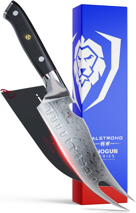 Dalstrong Pitmaster BBQ & Meat Knife - 6.5 inch - Shogun Series ELITE - Forked Tip & Bottle Opener - Japanese AUS-10V Super Steel - G10 Handle - Razor Sharp Kitchen Knife - w\/Sheath