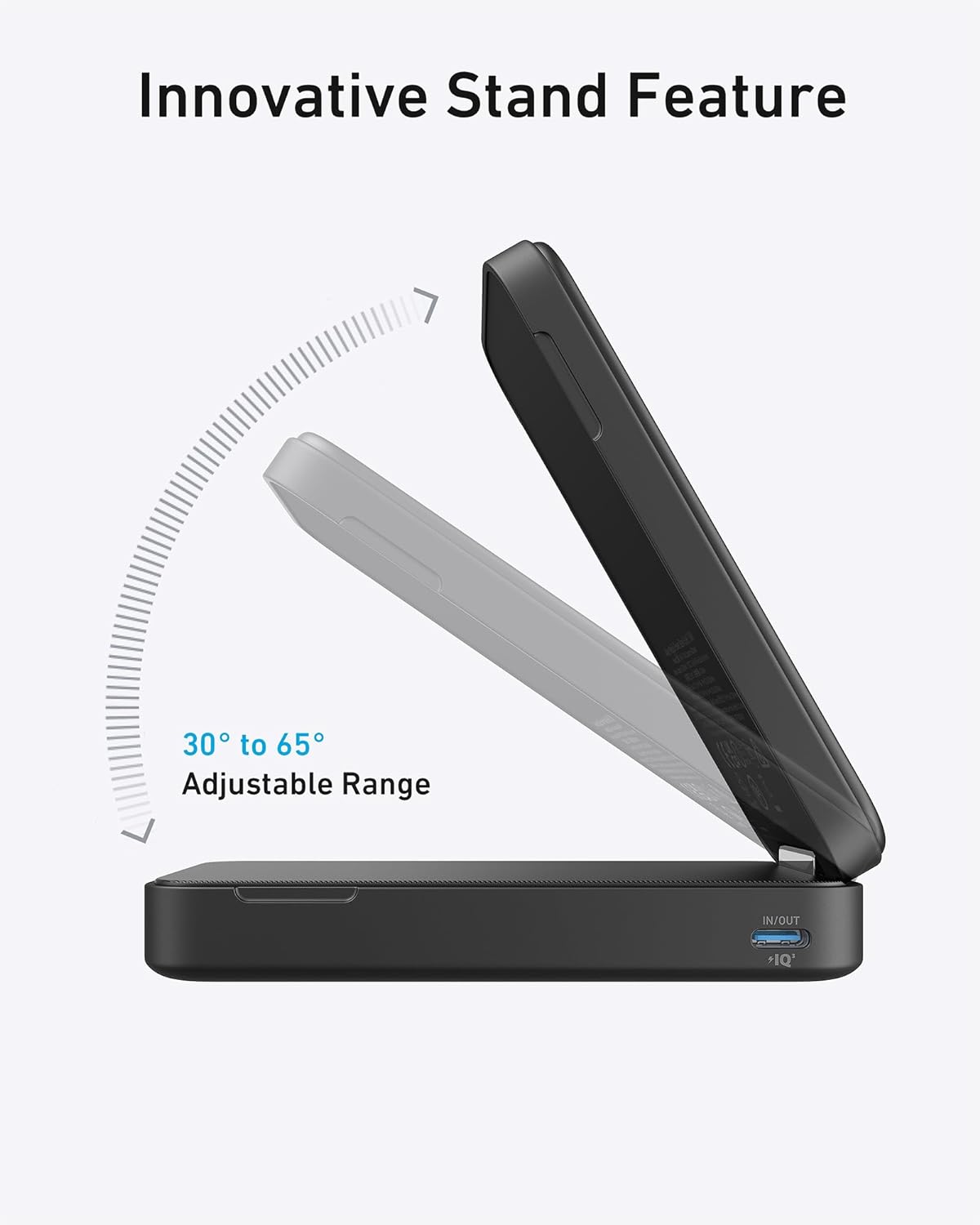 Anker MagGo Power Bank, Qi2 Certified 15W Ultra-Fast MagSafe-Compatible Portable Charger, 6,600mAh Battery Pack with Adjustable and Foldable Stand, for iPhone 15\/14\/13 Series (USB-C Cable Included)