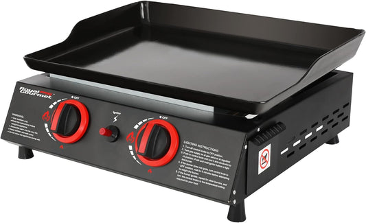 Royal Gourmet PD1203A 18-Inch 2-Burner Portable Tabletop Griddle, 16,000 BTU Propane Gas Grill for Patio, Deck, Backyard, Tailgating, Camping and Picnic, Black