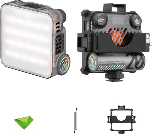 Zhiyun M20 20W Camera Light, Bi-Color LED Video Light, CCT 2700K~6500K, TLCI 97+ CRI 95+ 4500mAh Portable Light Support Magnetic Attraction for On-Camera Video Lights Vlog Light for DSLR Camera Gopro