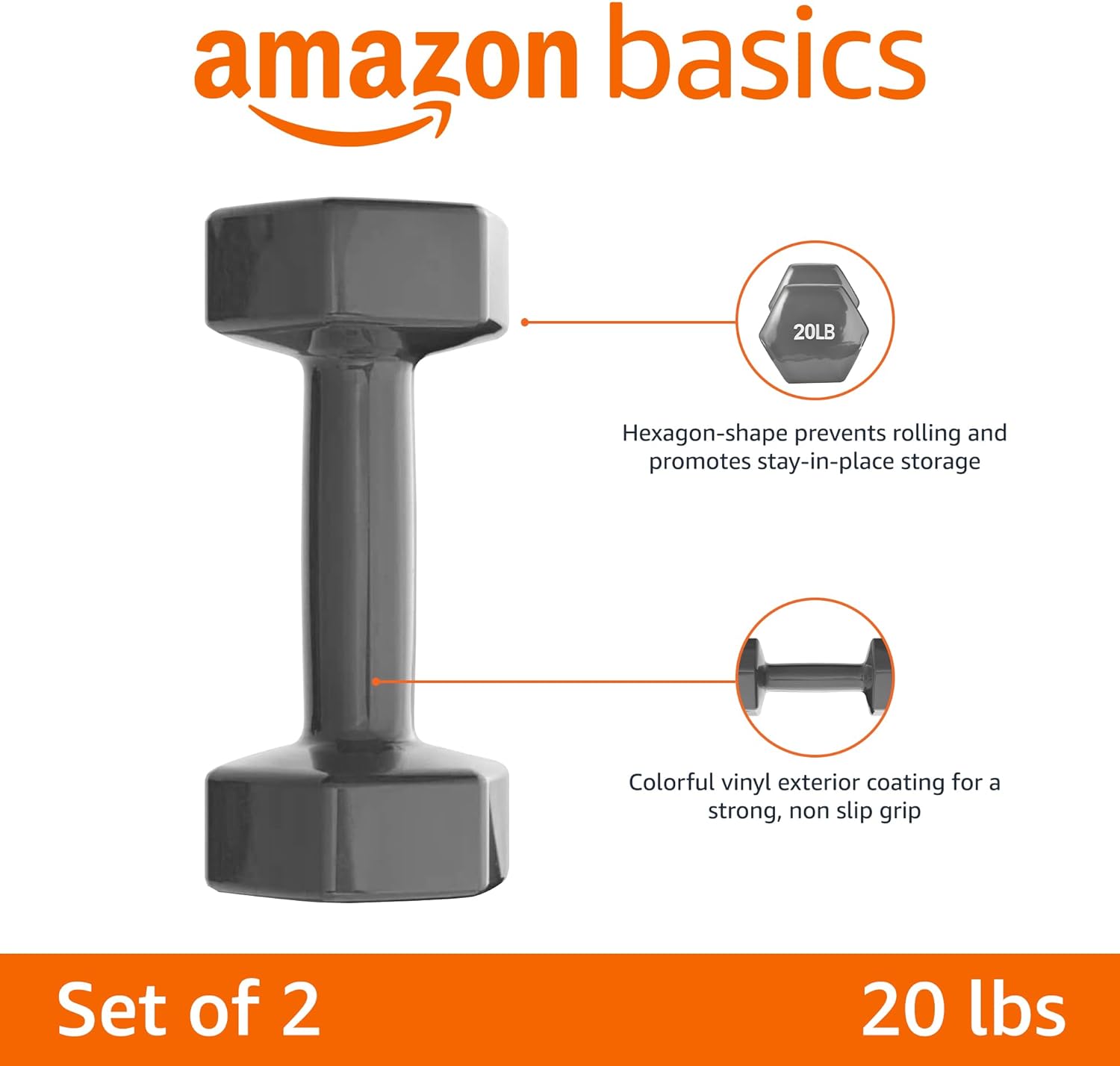 Amazon Basics Vinyl Hexagon Workout Dumbbell Hand Weight