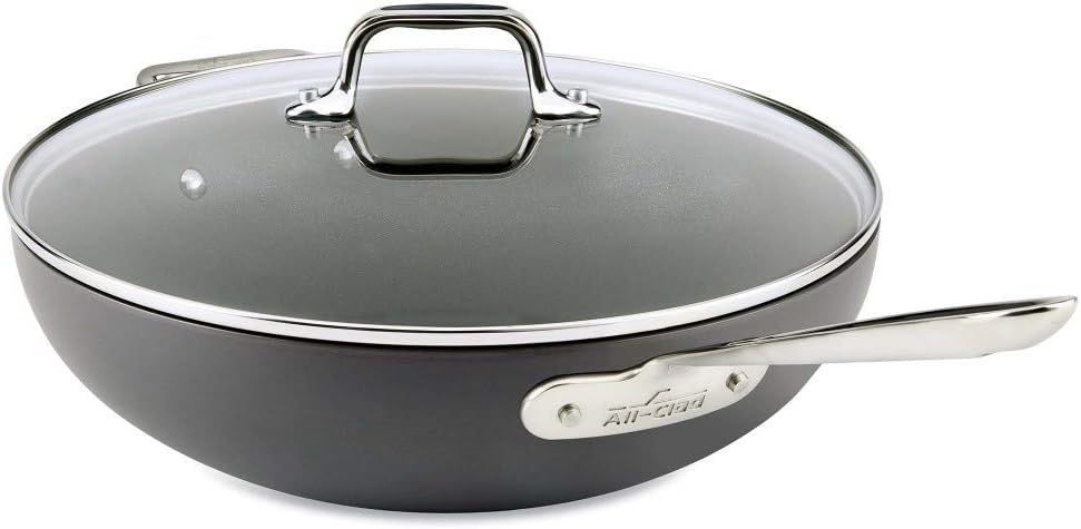 All-Clad HA1 Hard Anodized Nonstick Chef's Pan, Wok 12 Inch Induction Oven Broiler Safe 500F, Lid Safe 350F Pots and Pans, Cookware Black