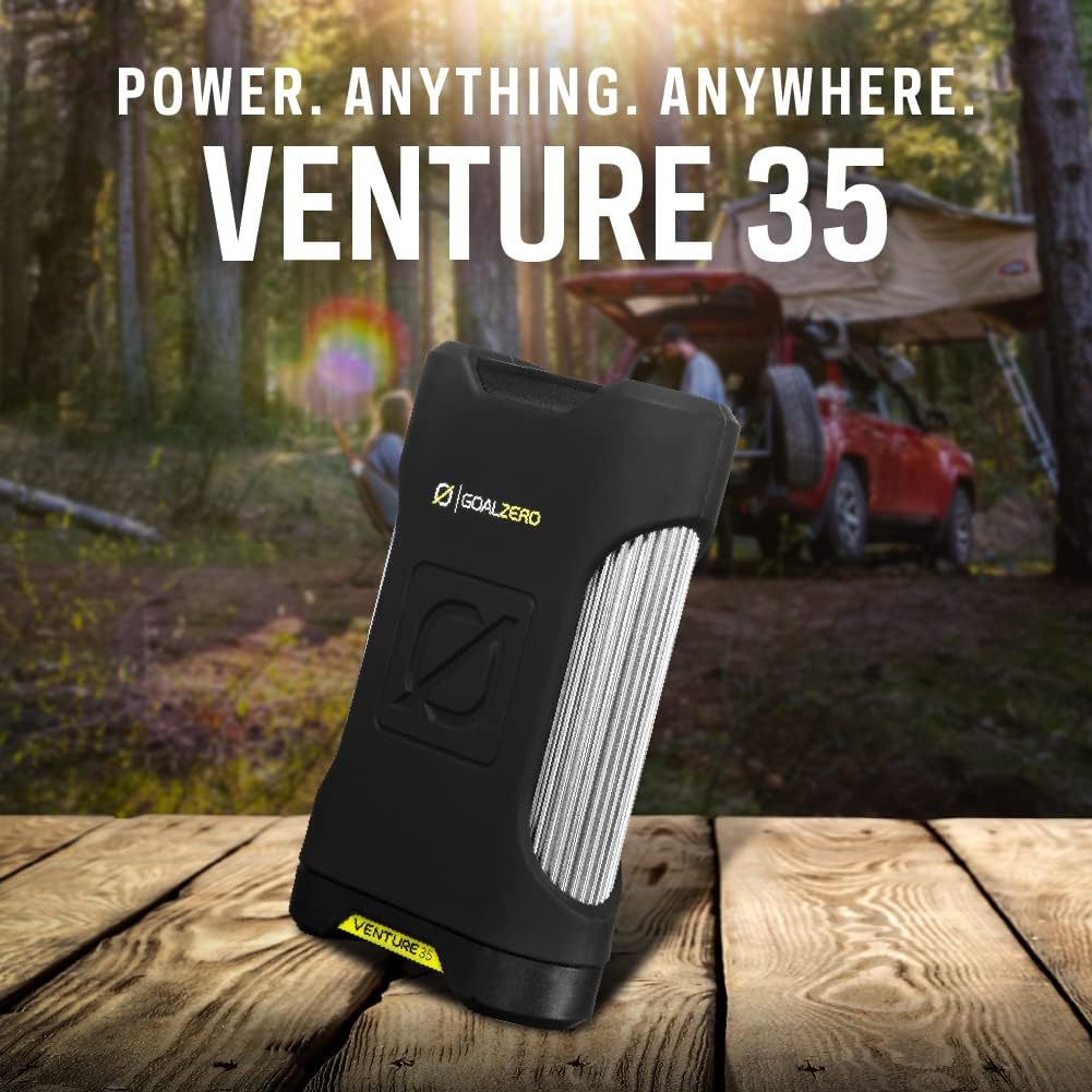 Goal Zero Venture 35 Portable Charger Power Bank 9600mAH 18W USB-C Power Delivery Port 2 USB Outputs IP67 Rating 50 Lumens Flashlight