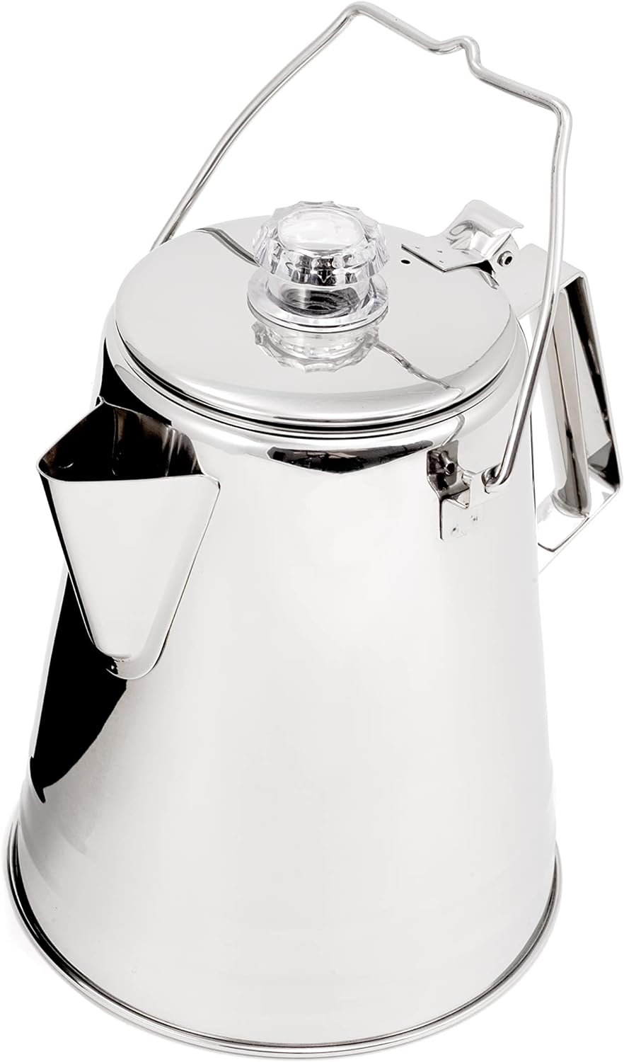 GSI Outdoors Percolator Coffee Pot I Glacier Stainless Steel Ultra-Rugged for Brewing Coffee Over Stove and Fire | Ideal for Group Camping, 28 Cup