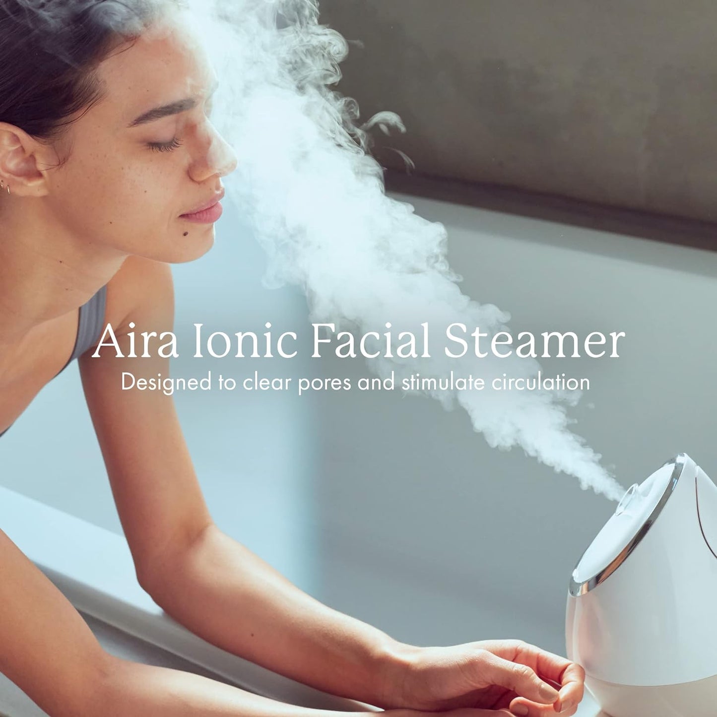 Vanity Planet Aira Ionic Facial Steamer (Beige) - Pore Cleaner That Detoxifies, Cleanses and Moisturizes - Adjustable Nozzle, Water Tank with 3 Essential Oil Baskets