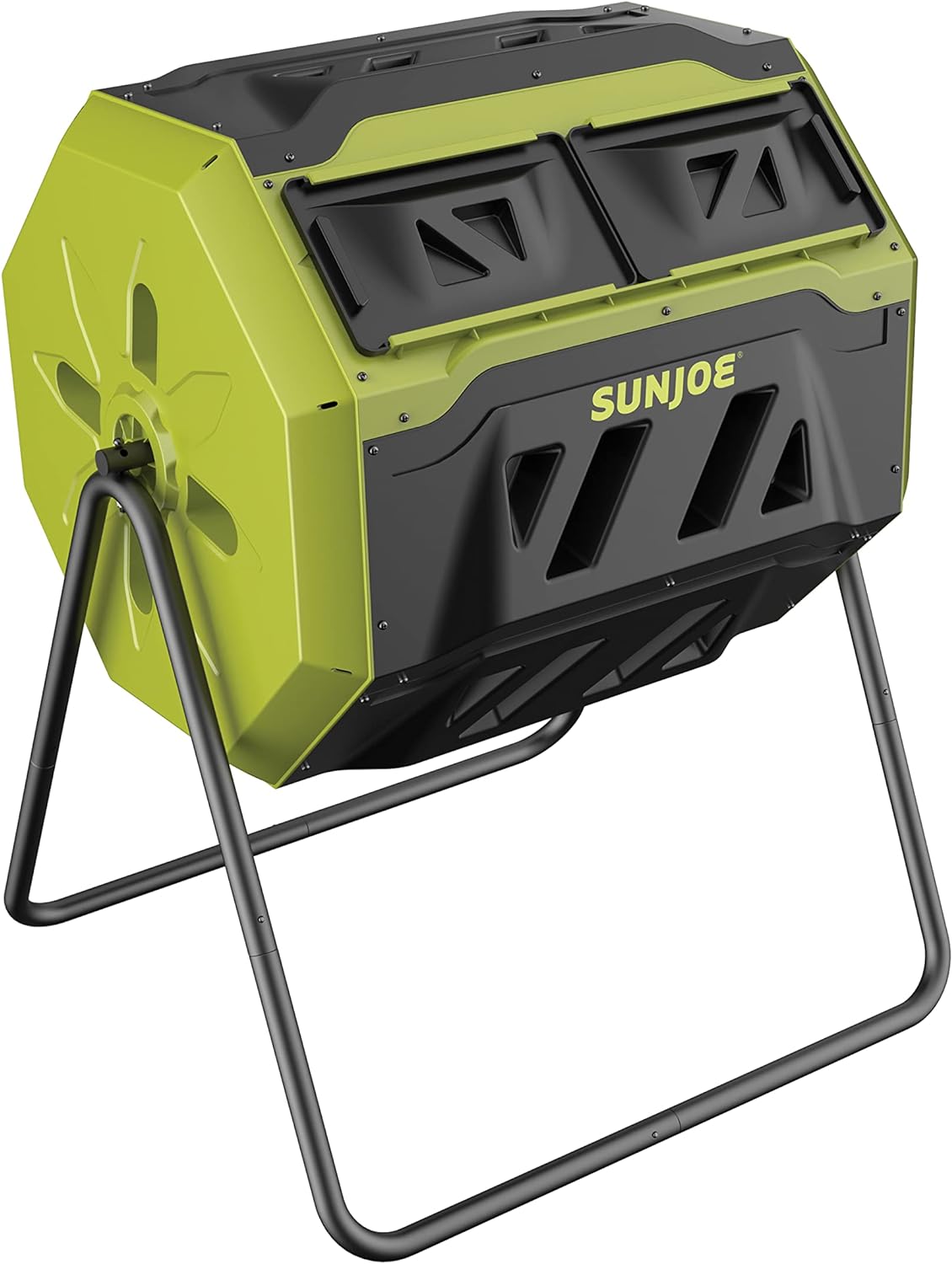 Sun Joe SJ-CMPS1 All-Season Outdoor Tumbling Composter, Dual Sliding Chamber, 42-Gallon, 2-10 Weeks, BPA-Free Material