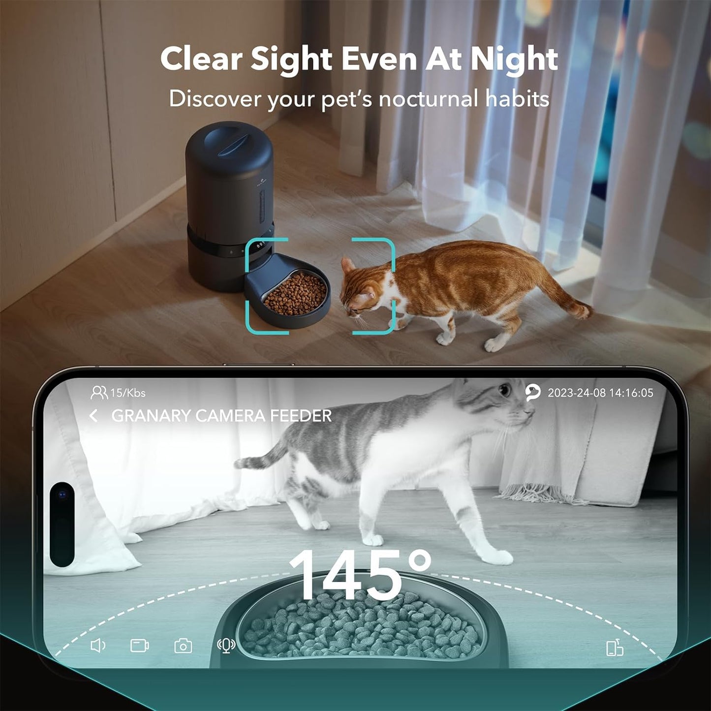 PETLIBRO Automatic Cat Feeder with Camera, 1080P HD Video with Night Vision, 5G WiFi Pet Feeder with 2-Way Audio, Low Food & Blockage Sensor, Motion & Sound Alerts for Cat & Dog Single Tray