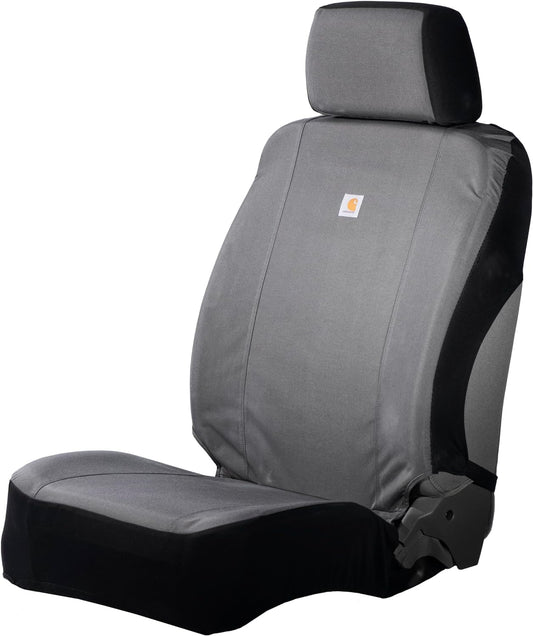 Carhartt Universal Nylon Duck Canvas Fitted Bucket Seat Covers, Durable Seat Protection with Rain Defender, One Size, Gravel