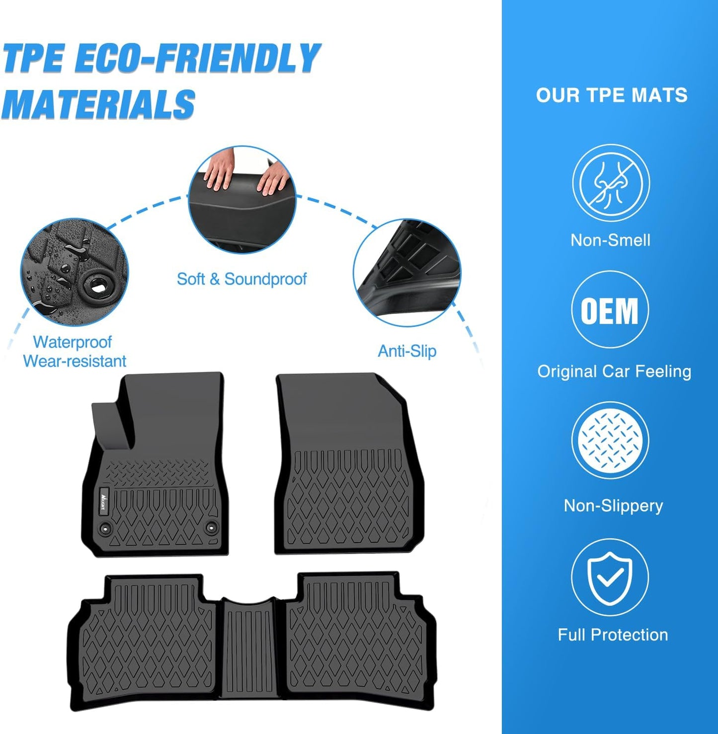 Nilight TPE Floor Mats for Chevy Malibu 2016 2017 2018 2019 2020 2021 2022 2023 2024,All Weather Custom Fit Heavy Duty Floor Liners