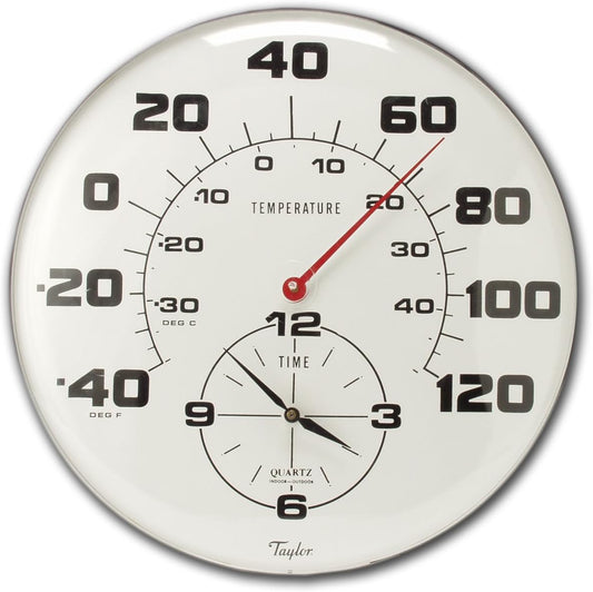 Taylor Patio Thermometer and Clock (18-Inch)