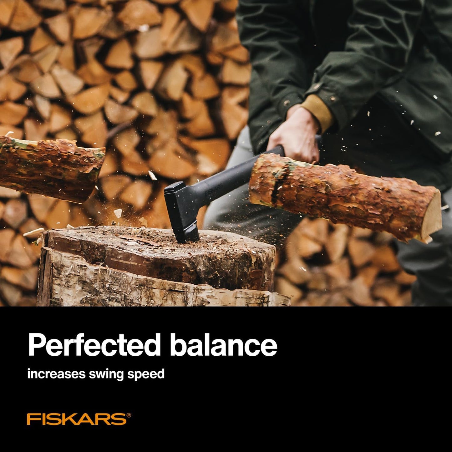 Fiskars Super Splitting Axe (36') - Wood Splitter for Medium to Large Size Logs with 36' FiberComp Handle - Black