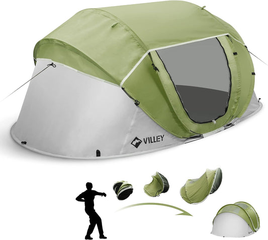 VILLEY 2 Person Easy Pop Up Tent, Waterproof Automatic Setup Instant Lightweight Camping Beach Tent with Carrying Bag for Camping, Hiking & Traveling