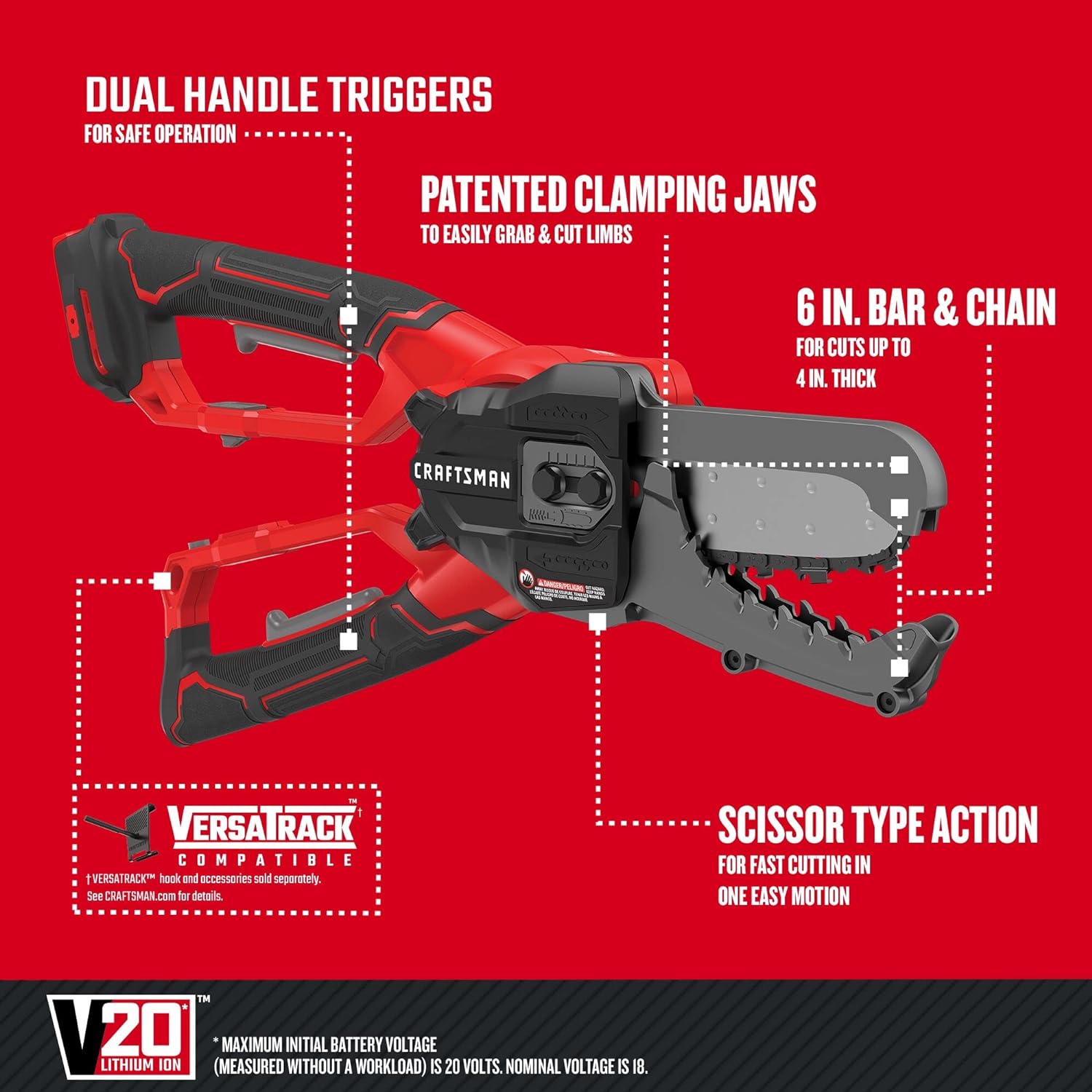 CRAFTSMAN V20 Cordless Lopper, 6 inch, Bare Tool Only (CMCCSL621B)