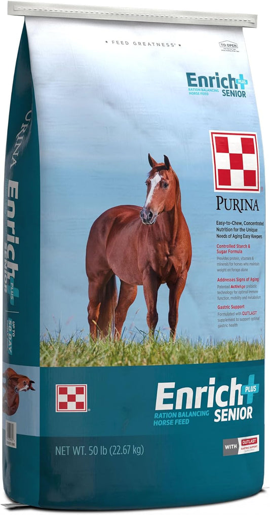 Purina | Enrich Plus Senior Ration Balancing Horse Feed | 50 Pound (50 LB) Bag