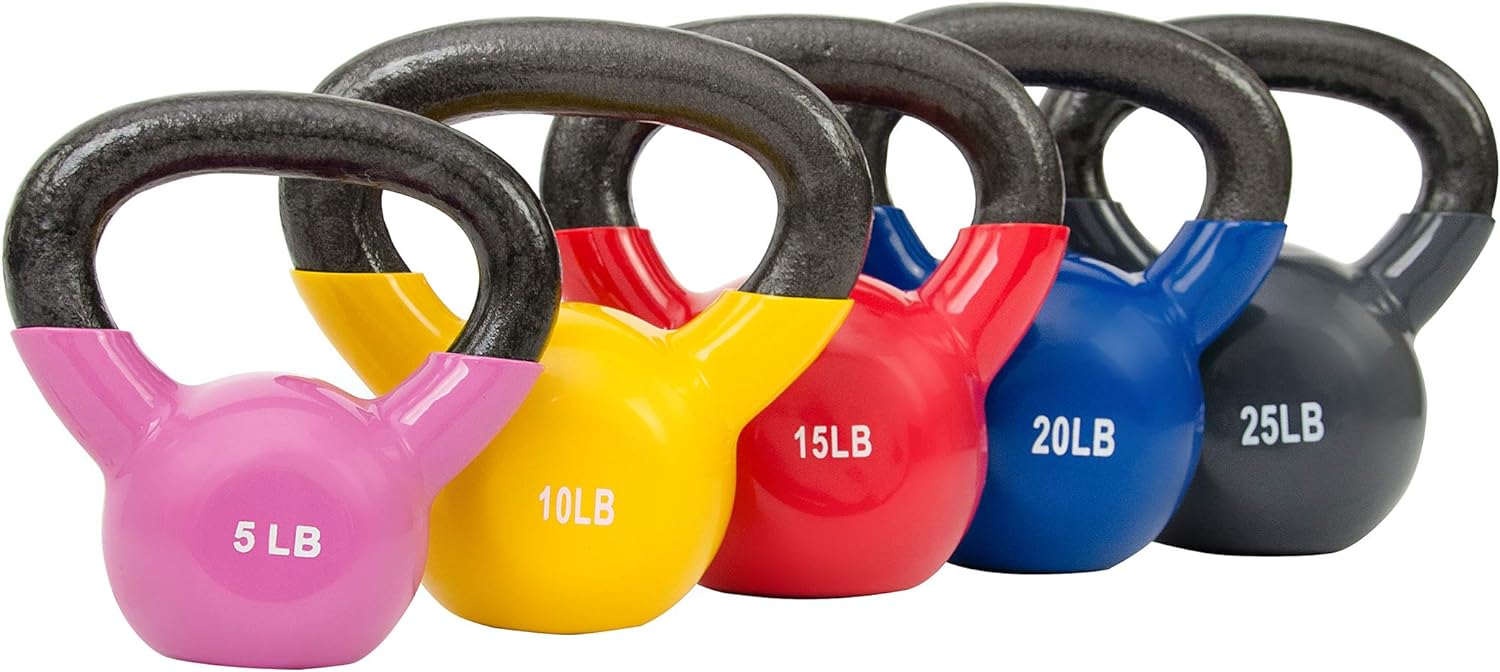 Sunny Health & Fitness Vinyl Coated Kettlebell for Strength Weight Training Available in 5LB, 10LB, 15LB, 20LB, 25LB