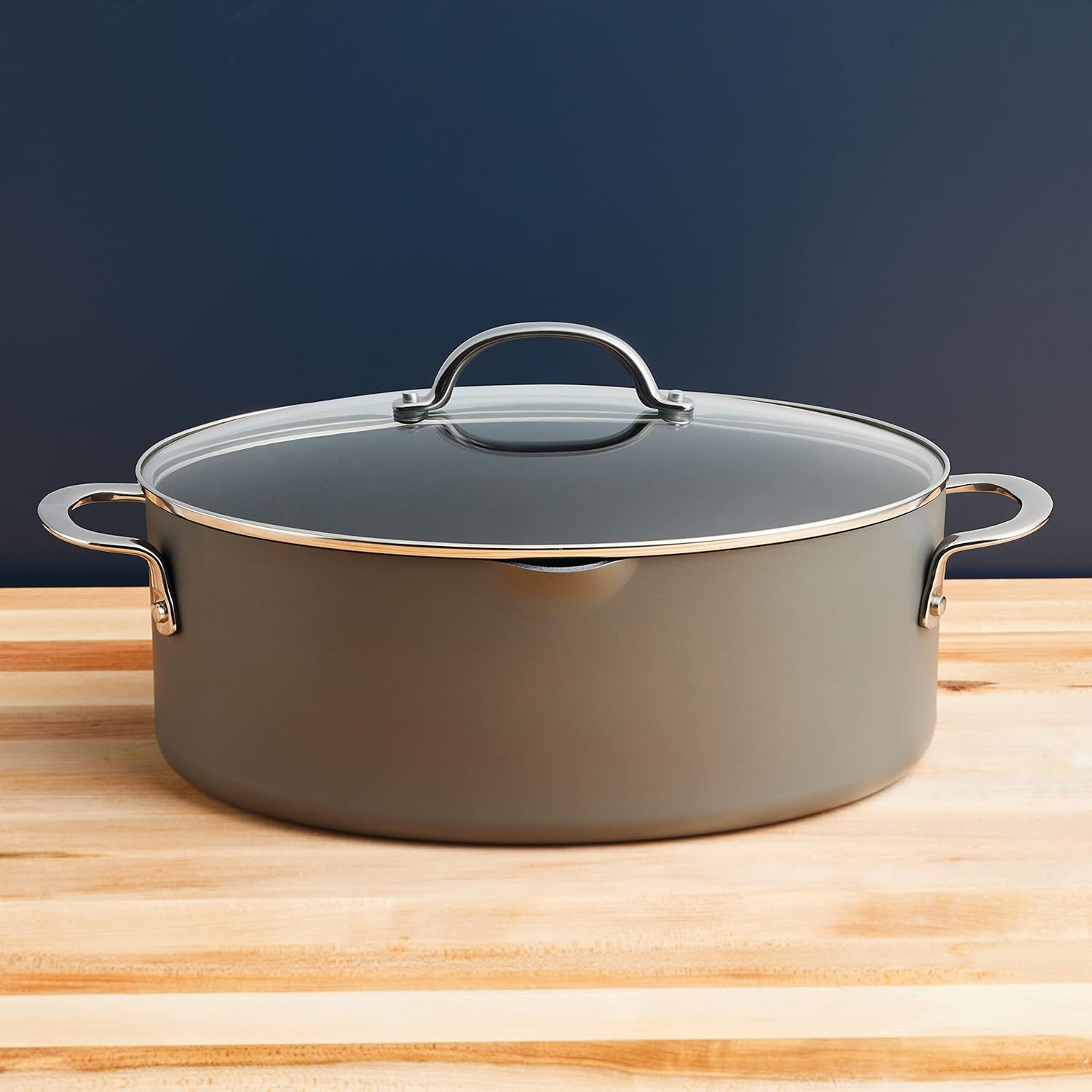 Rachael Ray 80090 Professional Hard Anodized Nonstick Cookware Oval Pasta Pot\/Braiser, 8 Quart - Gray